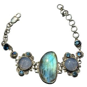 Sajen sterling 925 large labradorite moon stone Goddess BALI bracelet